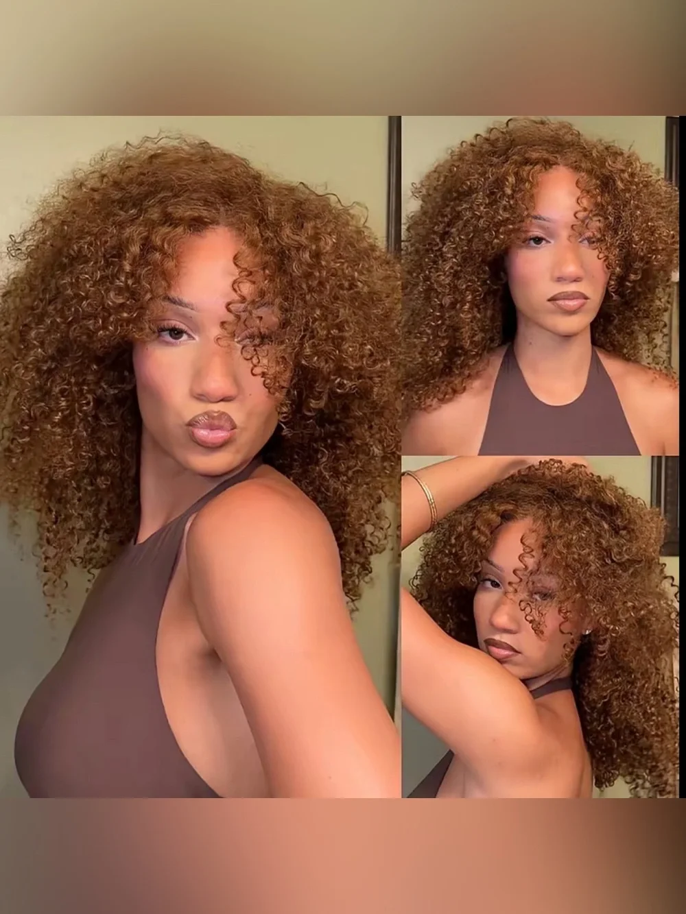 ISEE HAIR Honey Brown Kinky Curly Wig – 9x6 M-Cap Wear & Go Glueless  Wig
